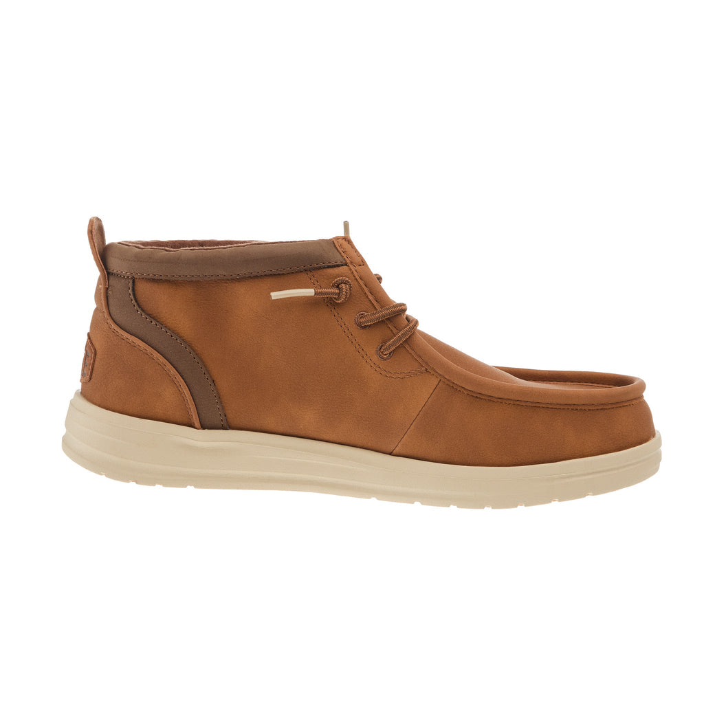 Hey Dude Mens Wally Mid GripR Cognac Casual Shoe